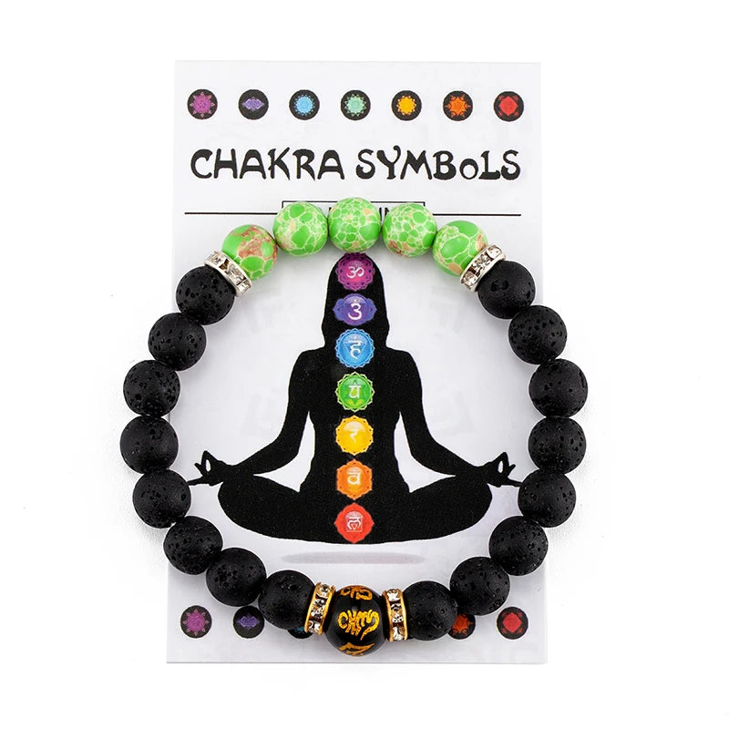 7 Chakra Bracelet with Meaning Card for Men Women Natural Crystal Healing Anxiety Jewellery Mandala Yoga Meditation Bracelet Gift
