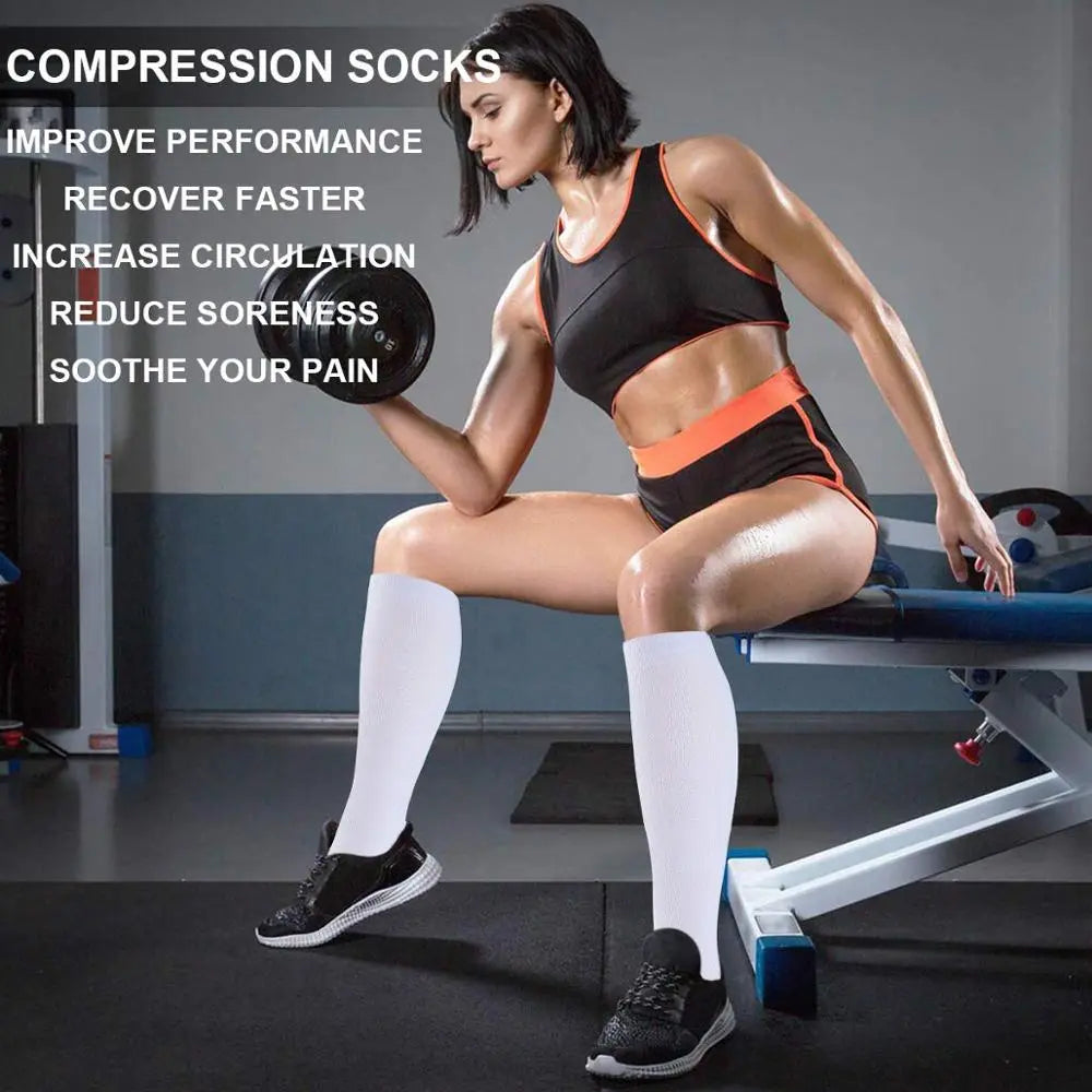 3 Pairs/Pack Compression Socks for Women and Men Best for Athletic, Edema, Diabetic,Flight Socks ,Shin Splints - Below Knee High