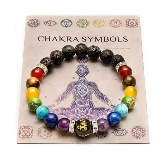 7 Chakra Bracelet with Meaning Card for Men Women Natural Crystal Healing Anxiety Jewellery Mandala Yoga Meditation Bracelet Gift