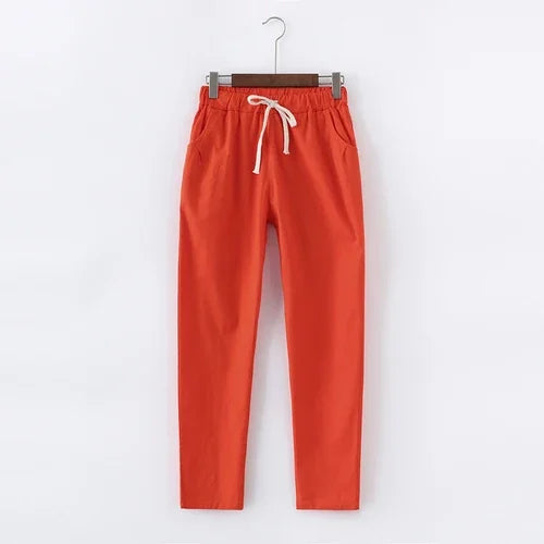 Comfy Travel Cotton Linen Pants For Women Loose Casual Color Women Harem Pants Plus Size Capri Women's Spring/ Summer Trouser