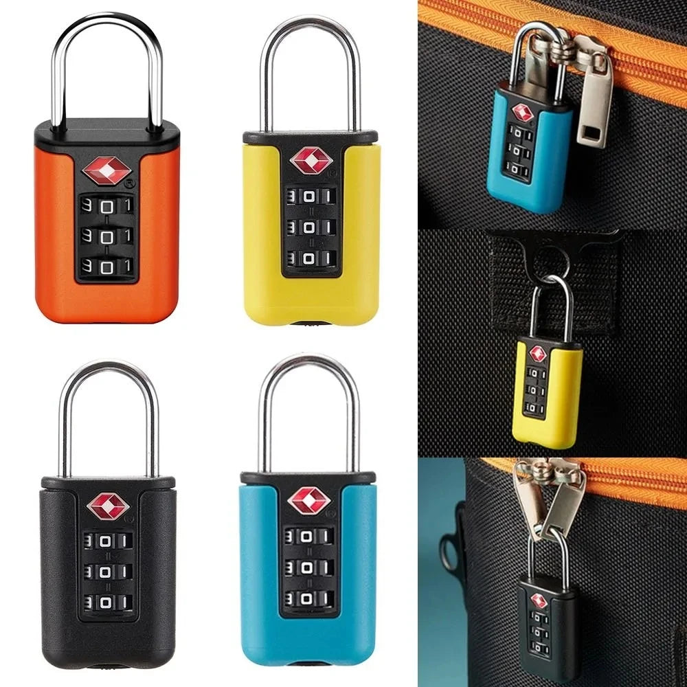 TSA Customs Code Lock for Travel Luggage Password Changeable black Lock Contrast Design Padlock 3 Digit Combination Lock