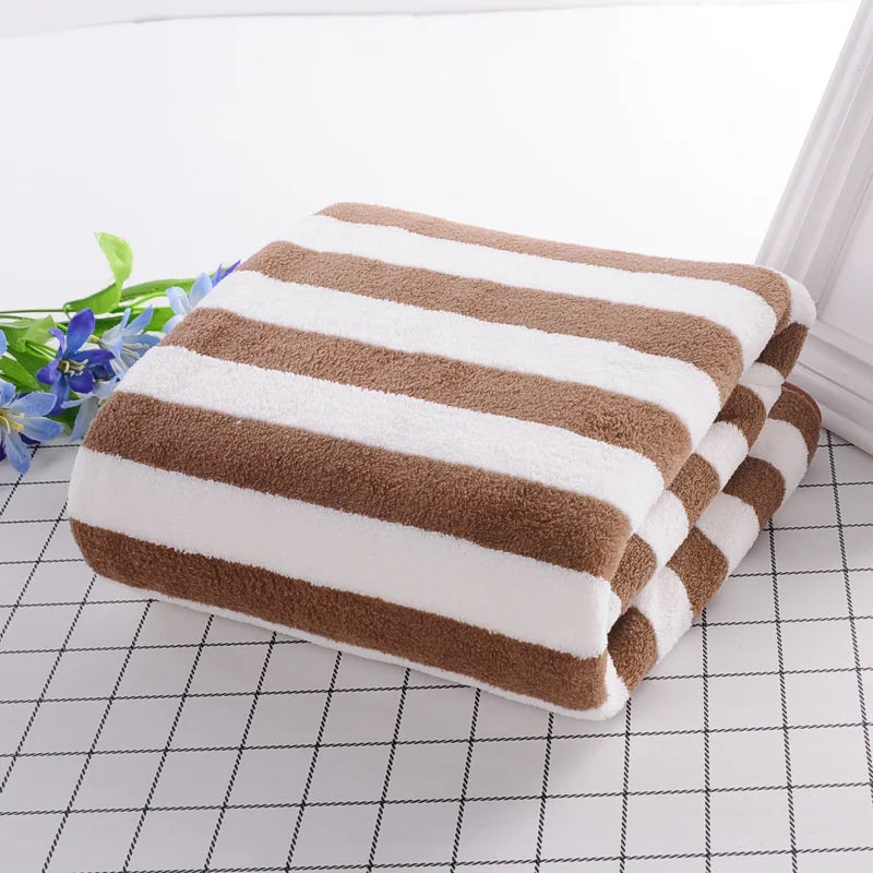 Simple Stripes Absorbent Quick Drying Bath/Beach Towel Sets Soft Adults Face Hand Towels Bathroom Microfiber Comfort Swim Bath Towels
