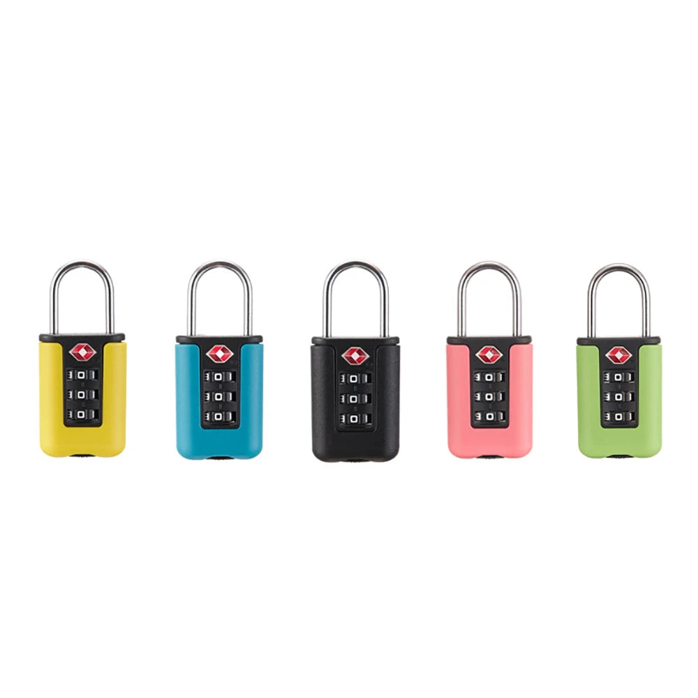 TSA Customs Code Lock for Travel Luggage Password Changeable black Lock Contrast Design Padlock 3 Digit Combination Lock