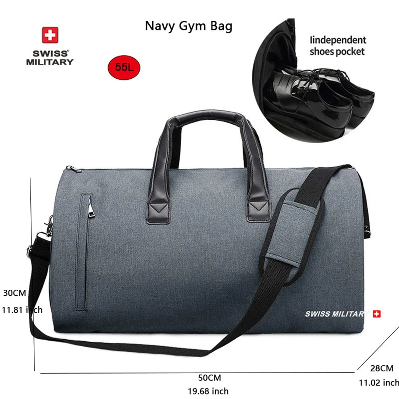 SWISS MILITARY New Men's Business Garment Bags Large Multifunctional Foldable Suit Bag with Shoes Bag Gym Bag Shoulder Bags